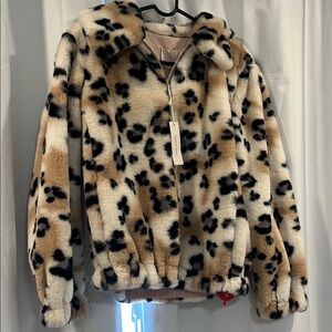 Leopard Print Faux Fur Jacket